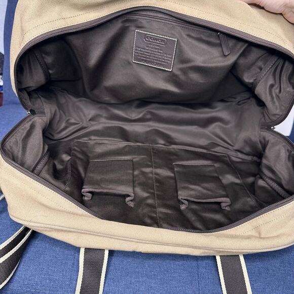 Coach Heritage Web Canvas Weekender Duffle Bag Carry On Travel 20" Tan F70582 - Picture 10 of 16